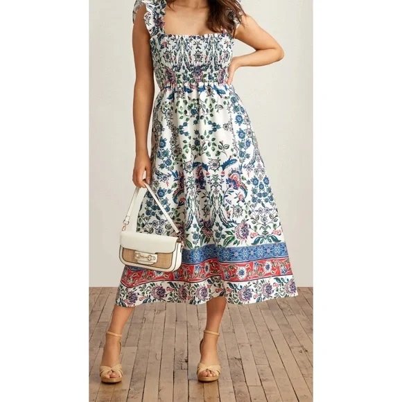 white christmas dresses Anne Klein Floral Cotton Tunic Dress